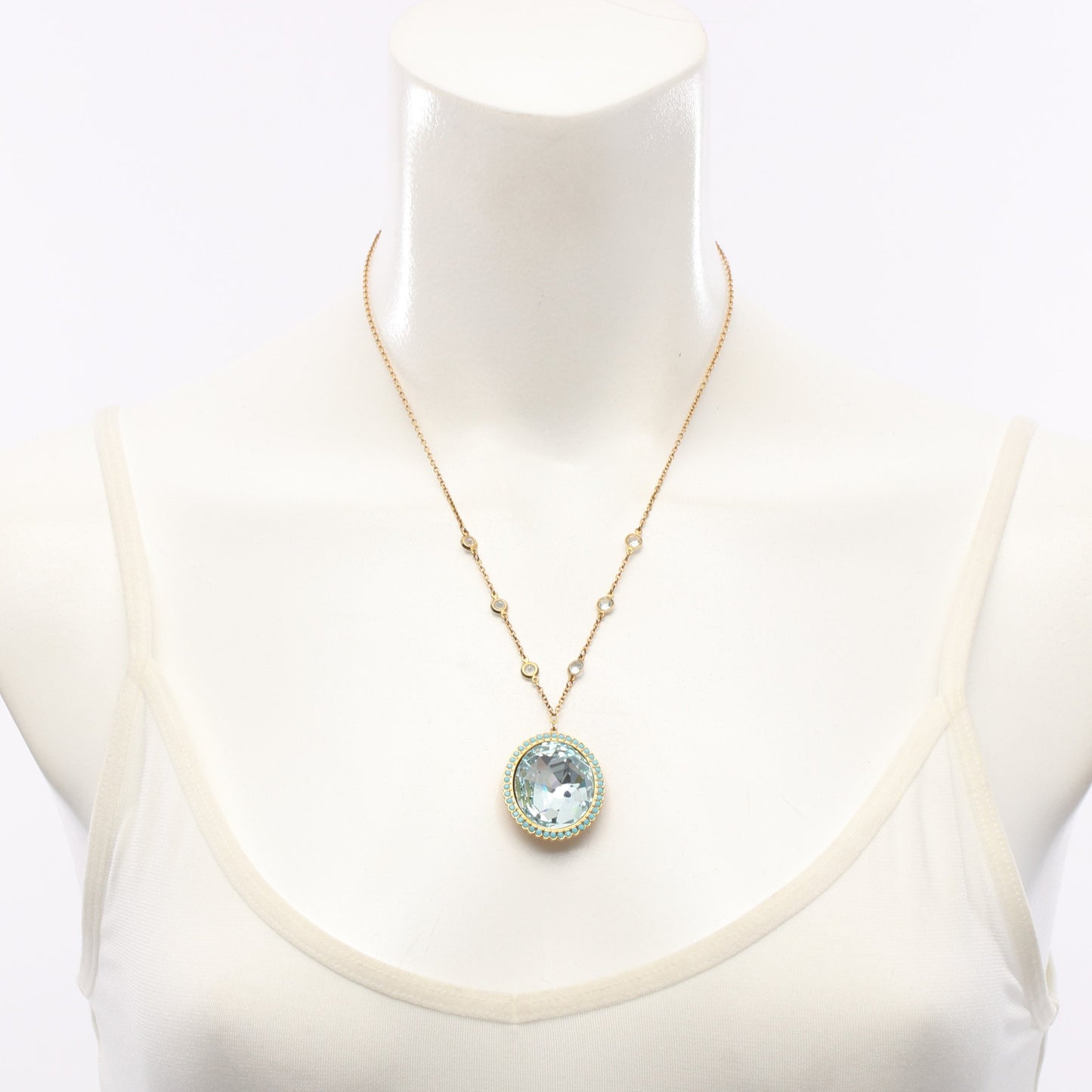Azore Large ペンダント ネックレス GP クリスタル ゴールド ライトブルー スワロフスキー アクセサリー SWAROVSKI