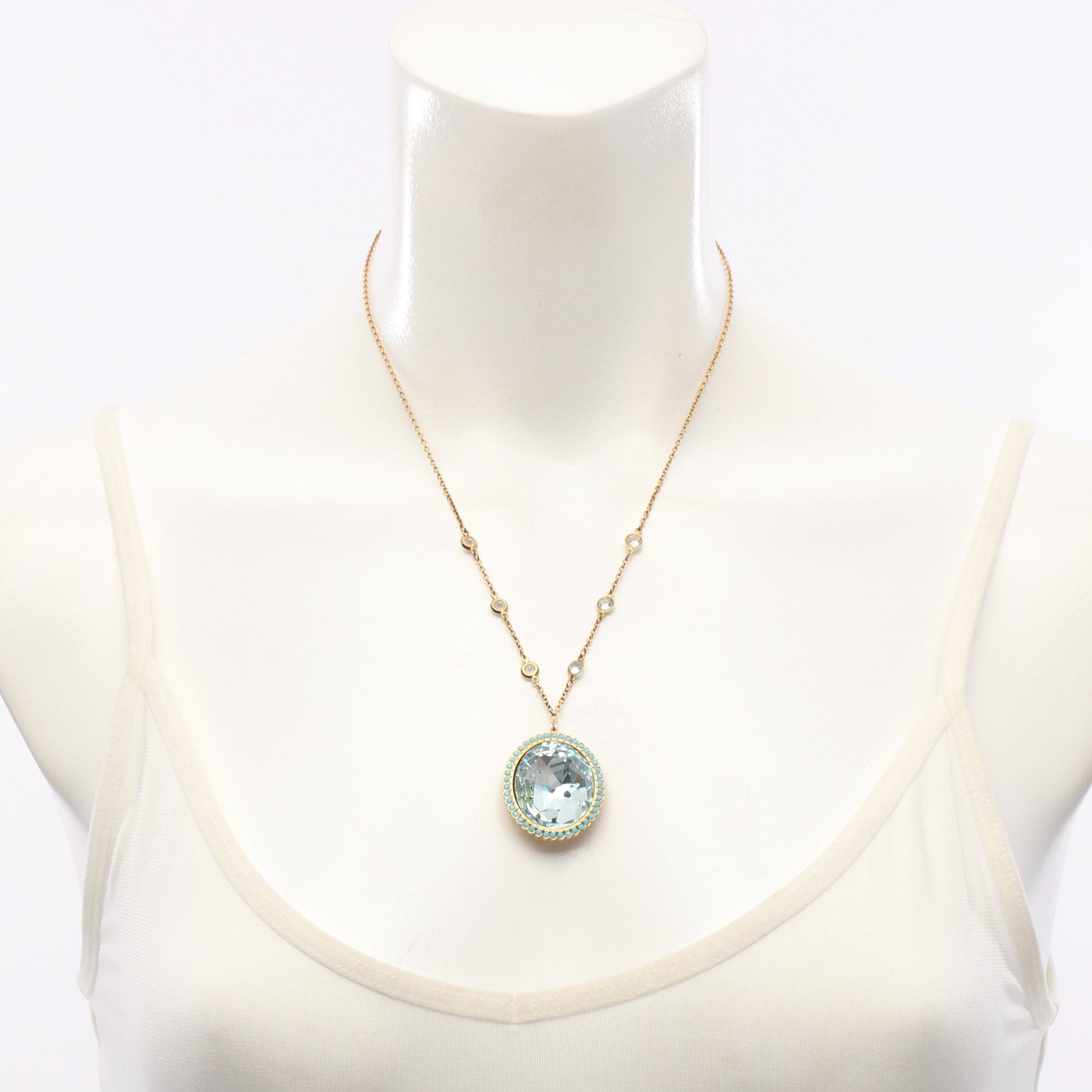Azore Large ペンダント ネックレス GP クリスタル ゴールド ライトブルー スワロフスキー アクセサリー SWAROVSKI