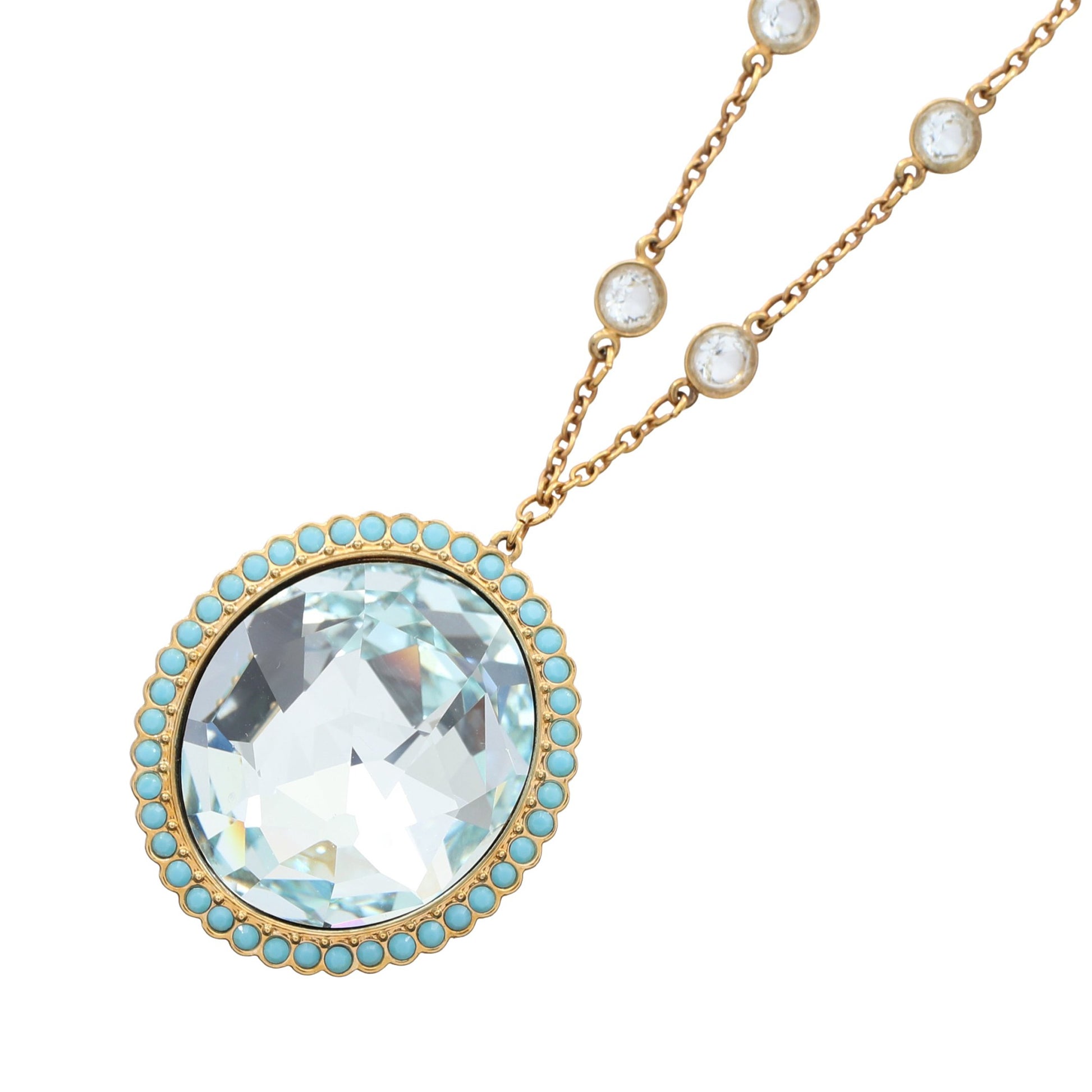 Azore Large ペンダント ネックレス GP クリスタル ゴールド ライトブルー スワロフスキー アクセサリー SWAROVSKI