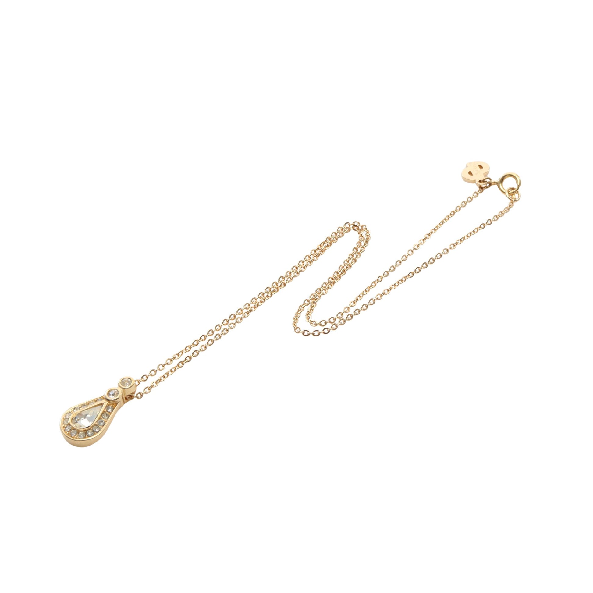 ティアドロップ ネックレス GP ラインストーン ゴールド クリスチャンディオール アクセサリー Christian Dior
