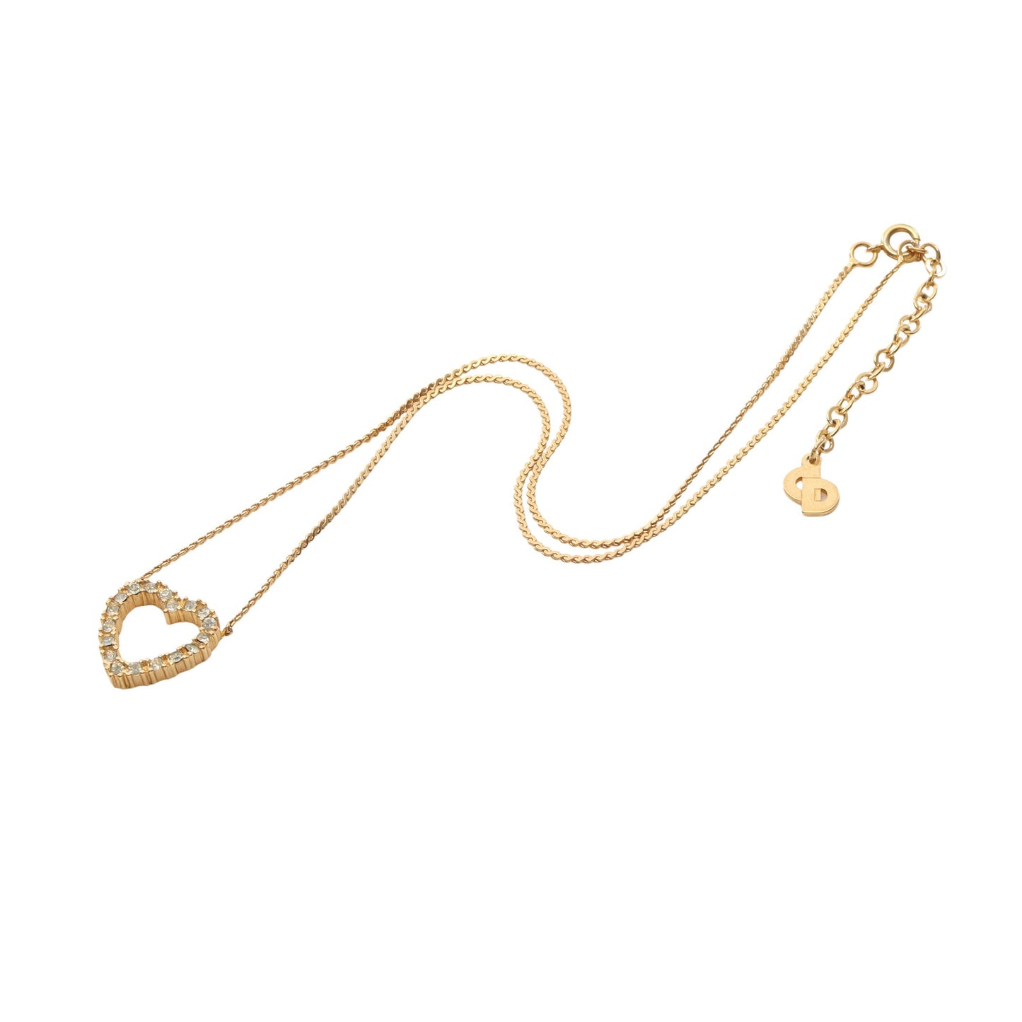 オープンハート ネックレス GP ラインストーン ゴールド クリア クリスチャンディオール アクセサリー Christian Dior