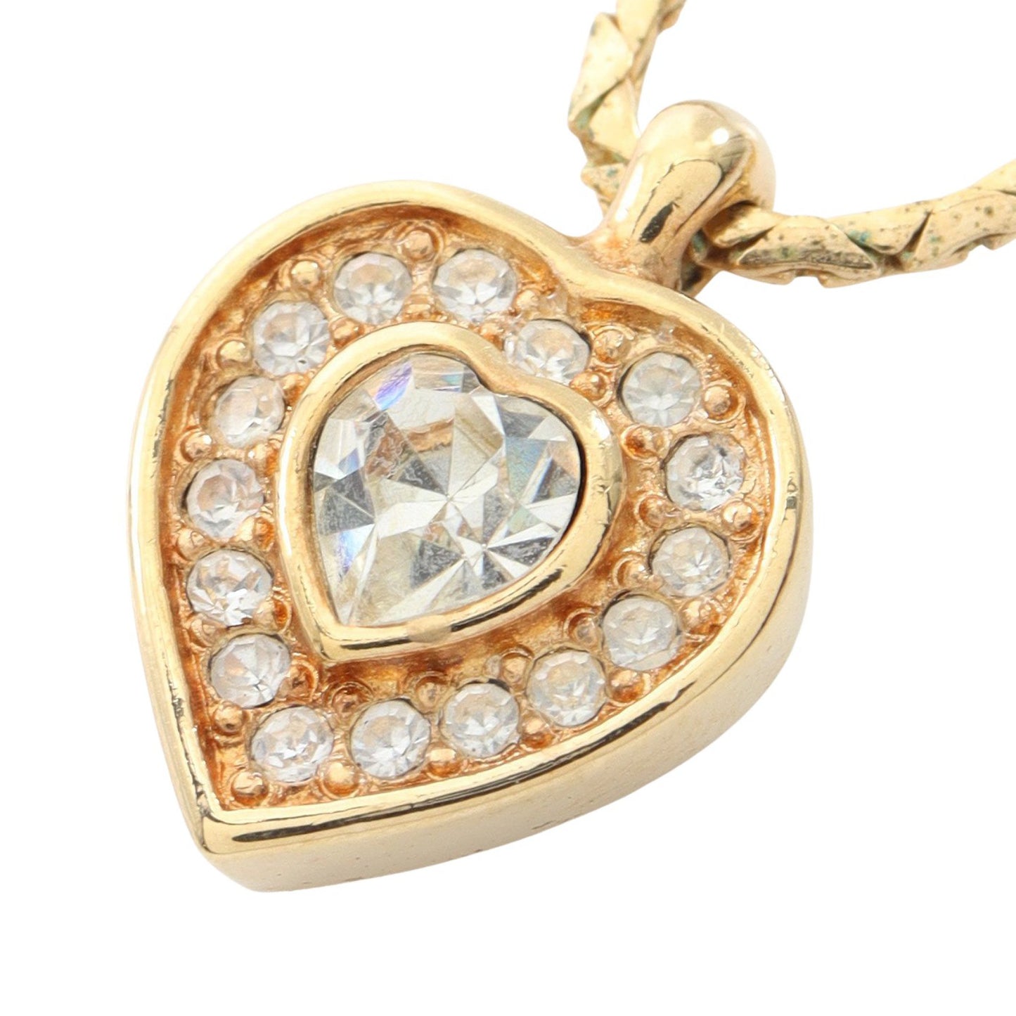 ハートストーン ネックレス GP ラインストーン ゴールド クリスチャンディオール アクセサリー Christian Dior