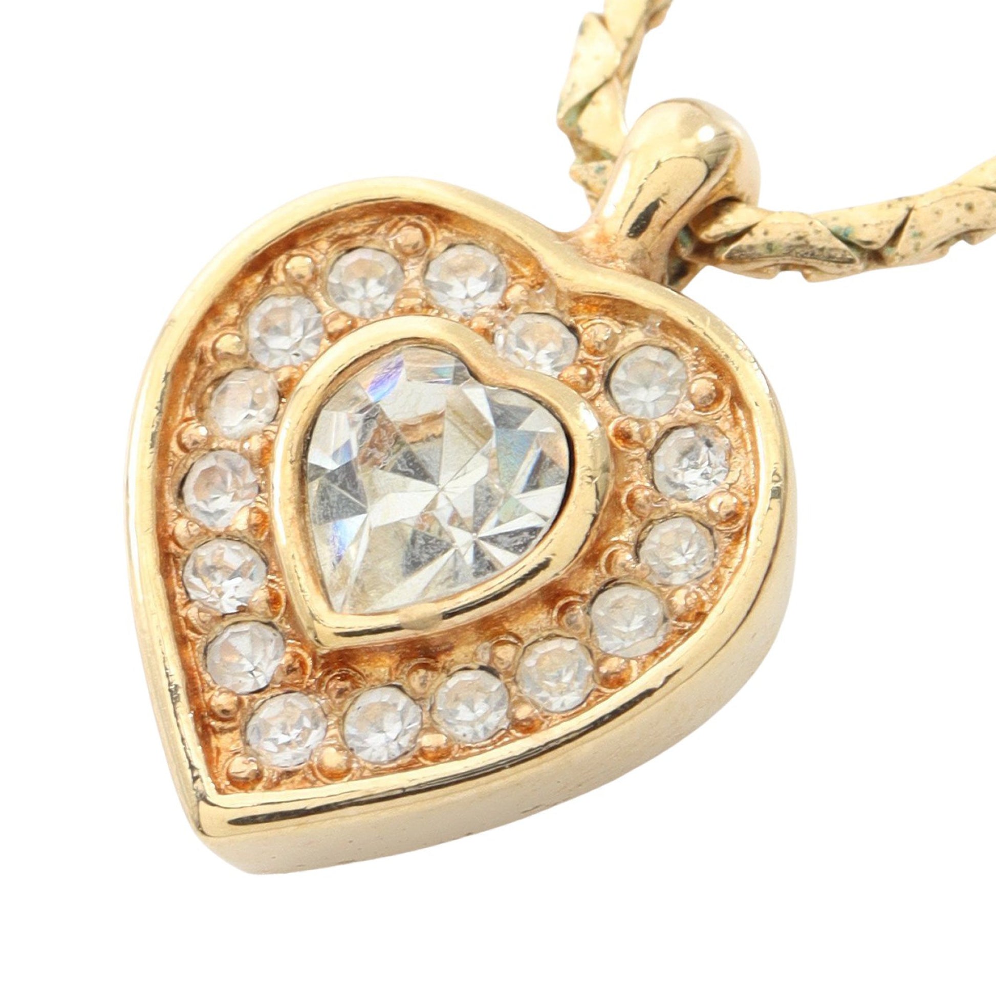 ハートストーン ネックレス GP ラインストーン ゴールド クリスチャンディオール アクセサリー Christian Dior
