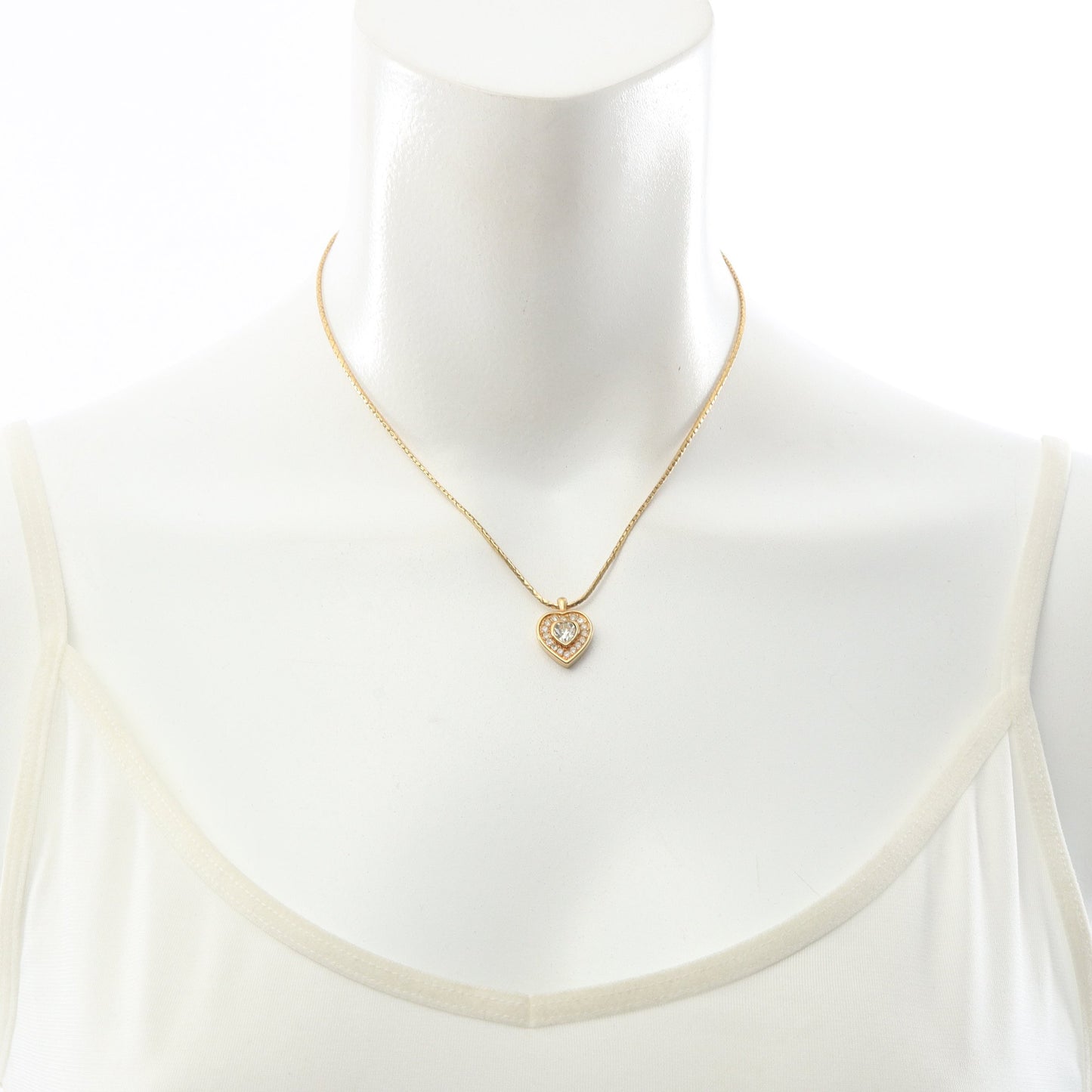 ハートストーン ネックレス GP ラインストーン ゴールド クリスチャンディオール アクセサリー Christian Dior