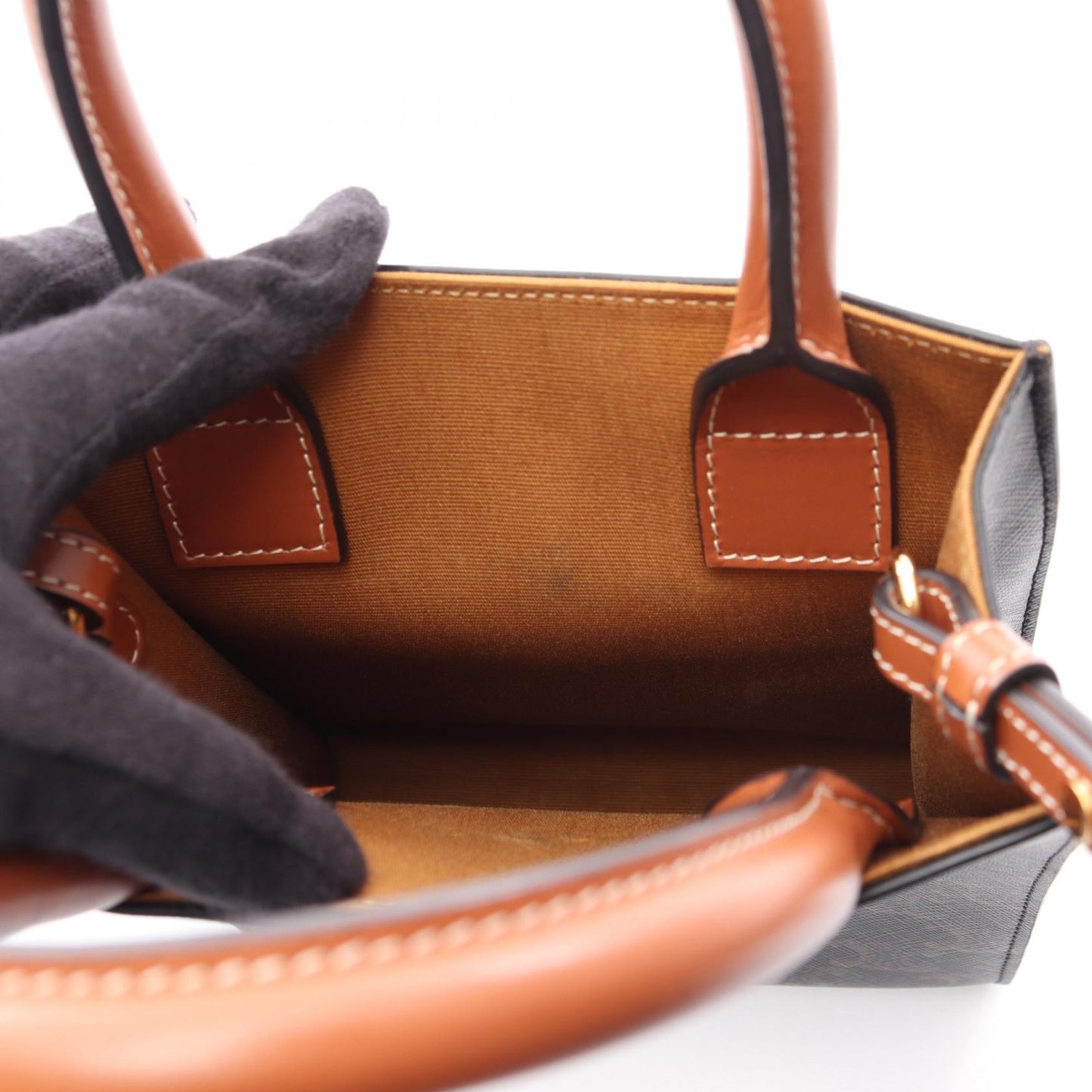 ミニ バーティカル カバ トリオンフ 2WAY ハンドバッグ PVC レザー ブラック ブラウン セリーヌ バッグ CELINE