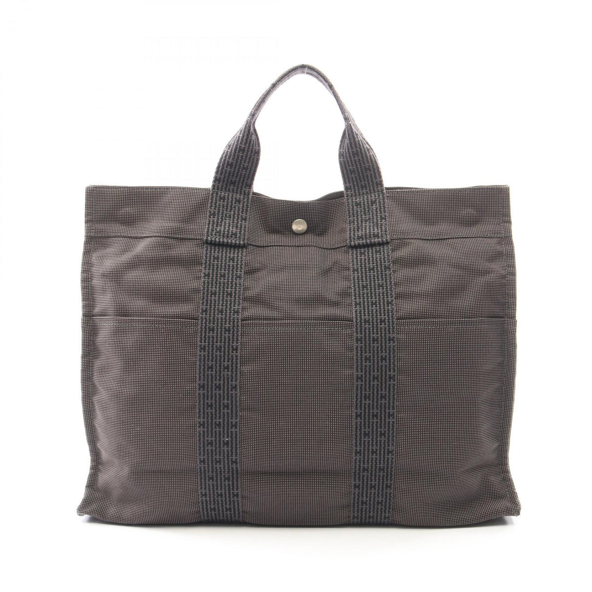 エールラインMM ハンドバッグ トートバッグ ナイロンキャンバス ダークグレー シルバー金具 エルメス バッグ HERMES