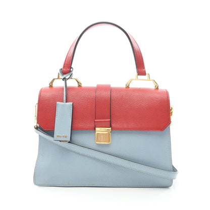 MADRAS マドラス 2WAY バイカラー ハンドバッグ レザー ライトブルー レッド ミュウミュウ バッグ miu miu