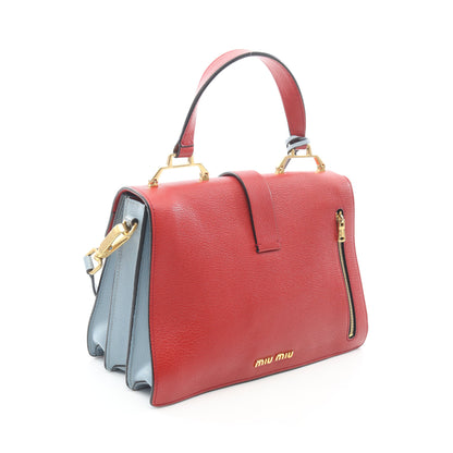 MADRAS マドラス 2WAY バイカラー ハンドバッグ レザー ライトブルー レッド ミュウミュウ バッグ miu miu