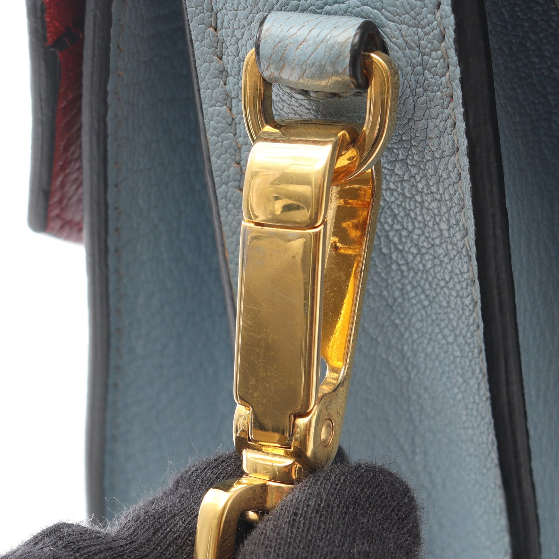 MADRAS マドラス 2WAY バイカラー ハンドバッグ レザー ライトブルー レッド ミュウミュウ バッグ miu miu