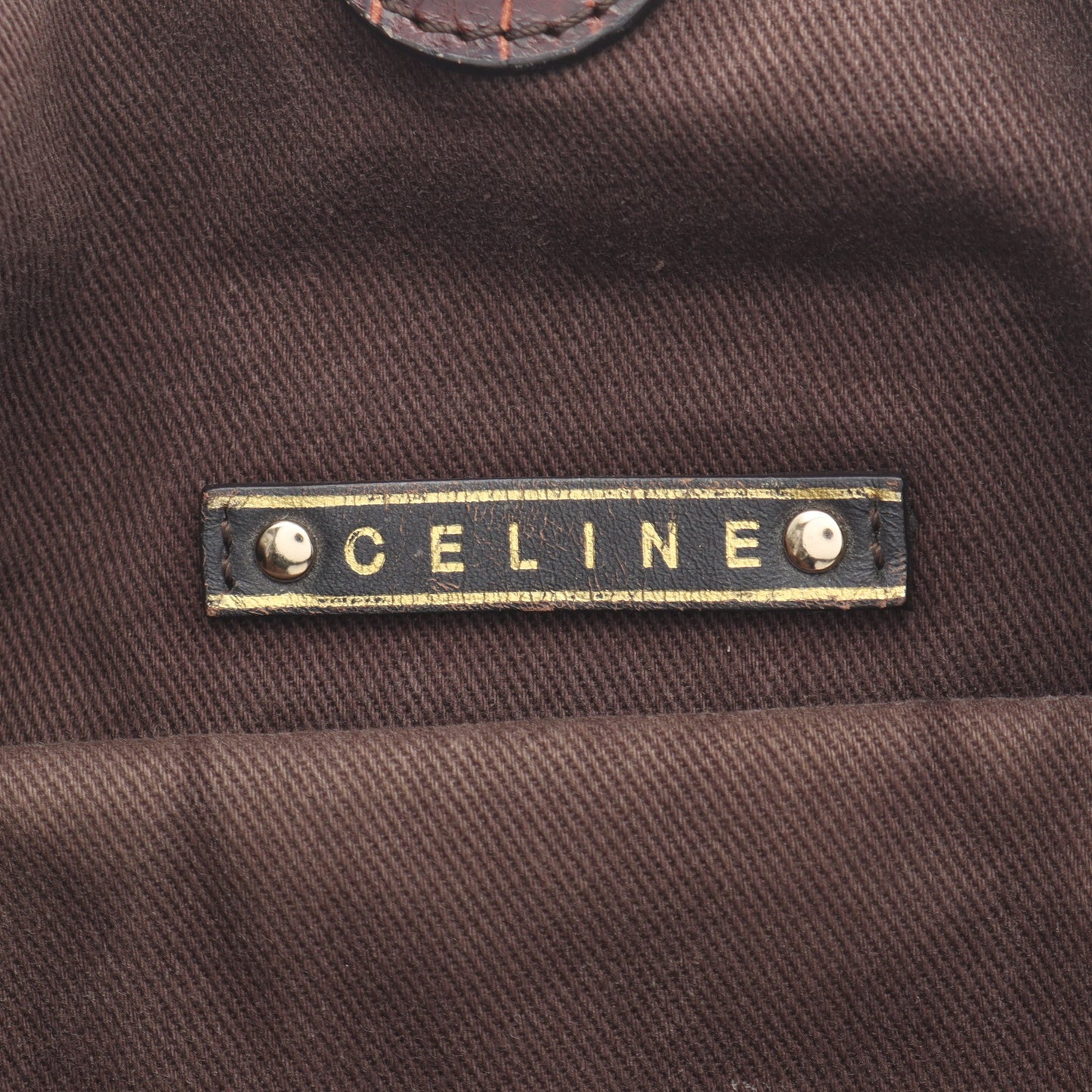 ビタースウィート マカダム クロコ型押し ハンドバッグ キャンバス レザー ダークブラウン セリーヌ バッグ CELINE