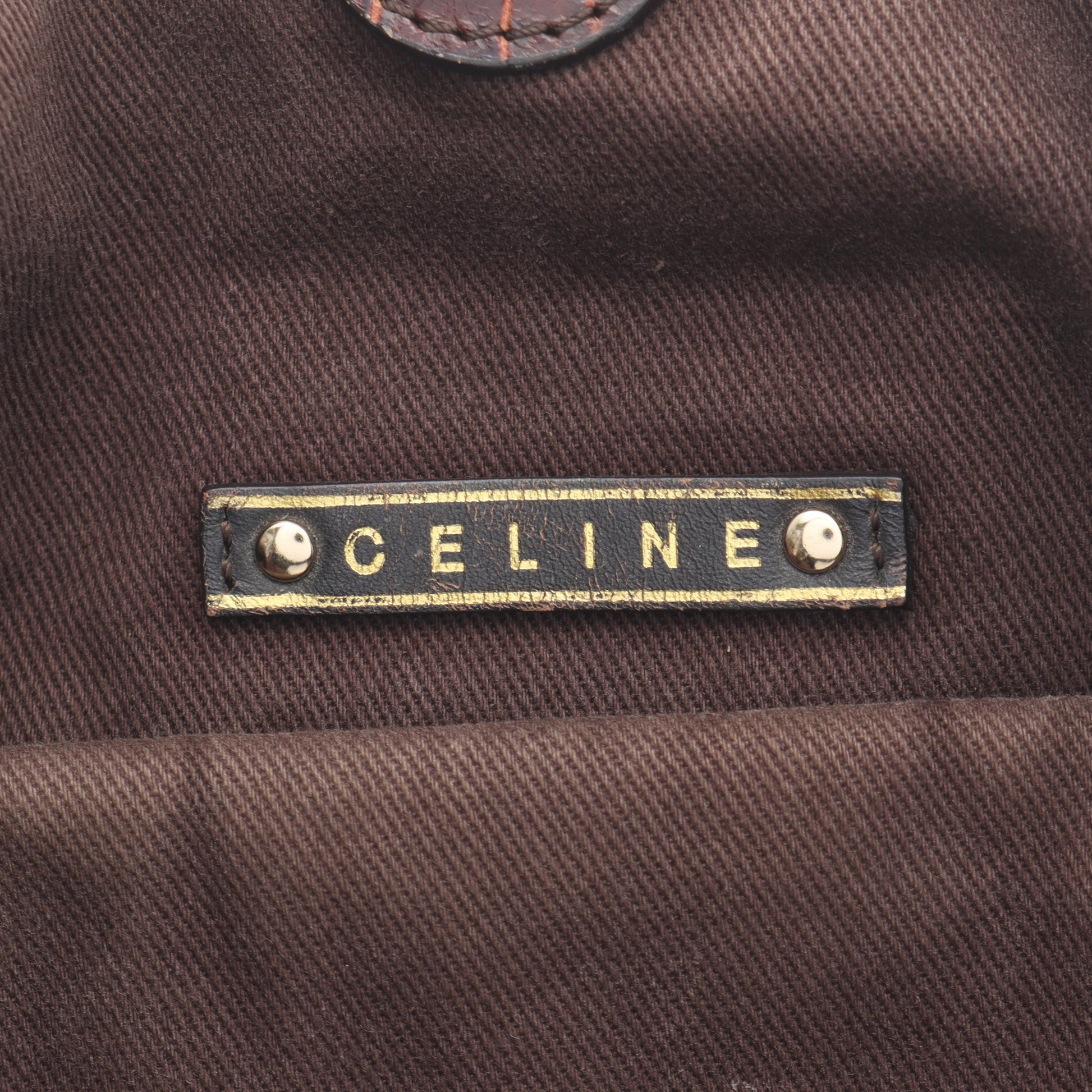 ビタースウィート マカダム クロコ型押し ハンドバッグ キャンバス レザー ダークブラウン セリーヌ バッグ CELINE
