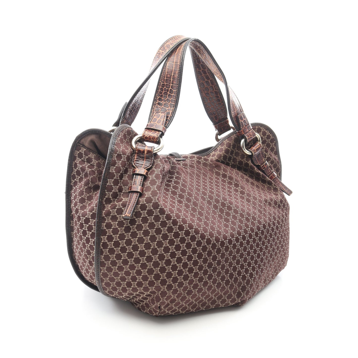 ビタースウィート マカダム クロコ型押し ハンドバッグ キャンバス レザー ダークブラウン セリーヌ バッグ CELINE