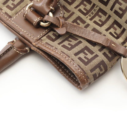 ズッキーノ ハンドバッグ トートバッグ キャンバス レザー ベージュ ブラウン フェンディ バッグ FENDI