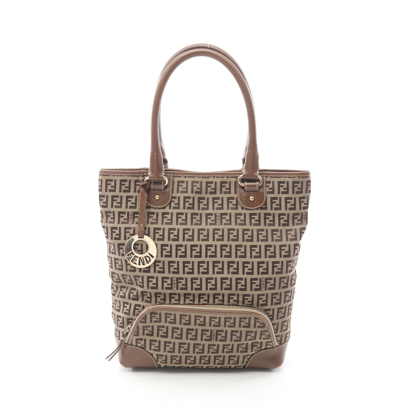 ズッキーノ ハンドバッグ トートバッグ キャンバス レザー ベージュ ブラウン フェンディ バッグ FENDI
