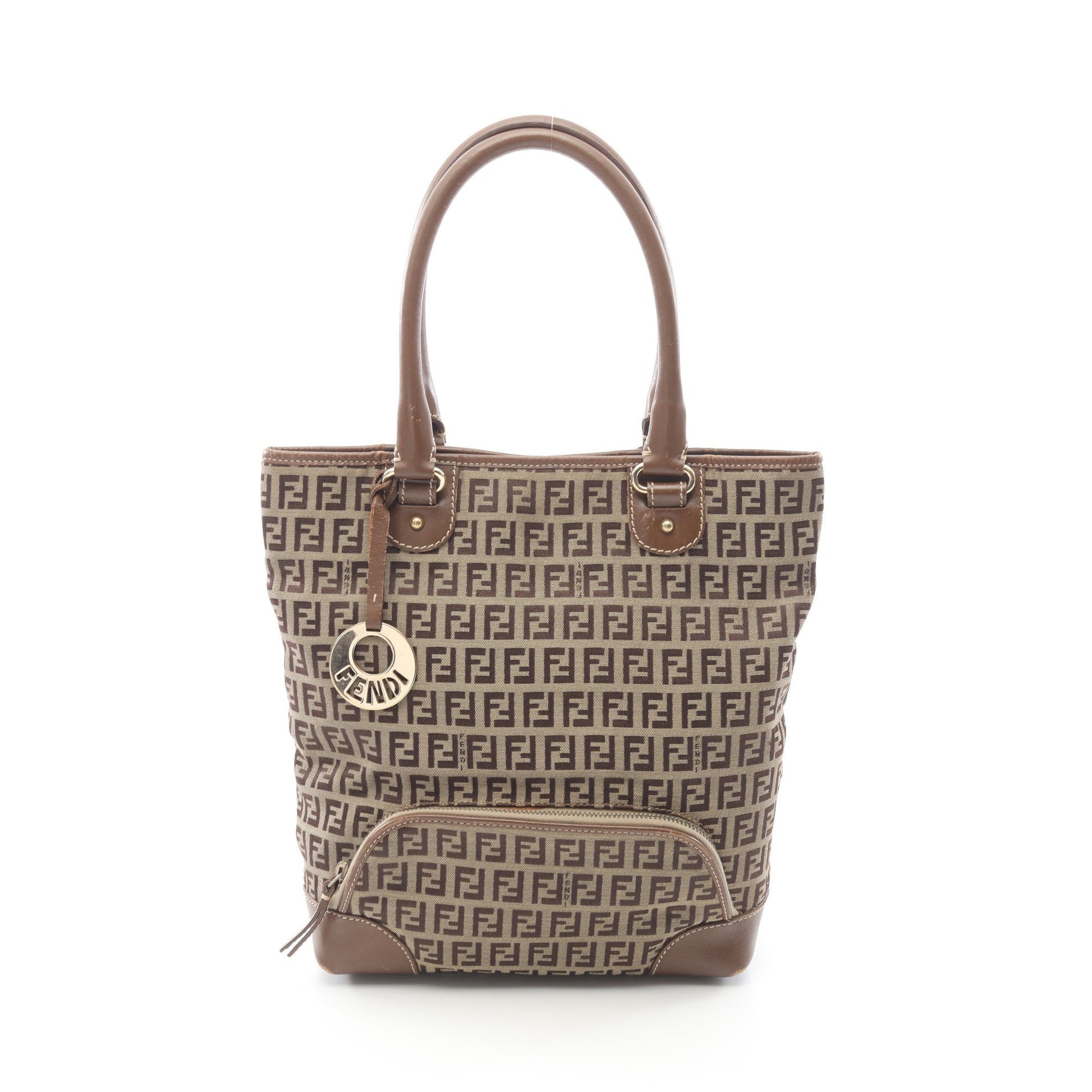ズッキーノ ハンドバッグ トートバッグ キャンバス レザー ベージュ ブラウン フェンディ バッグ FENDI