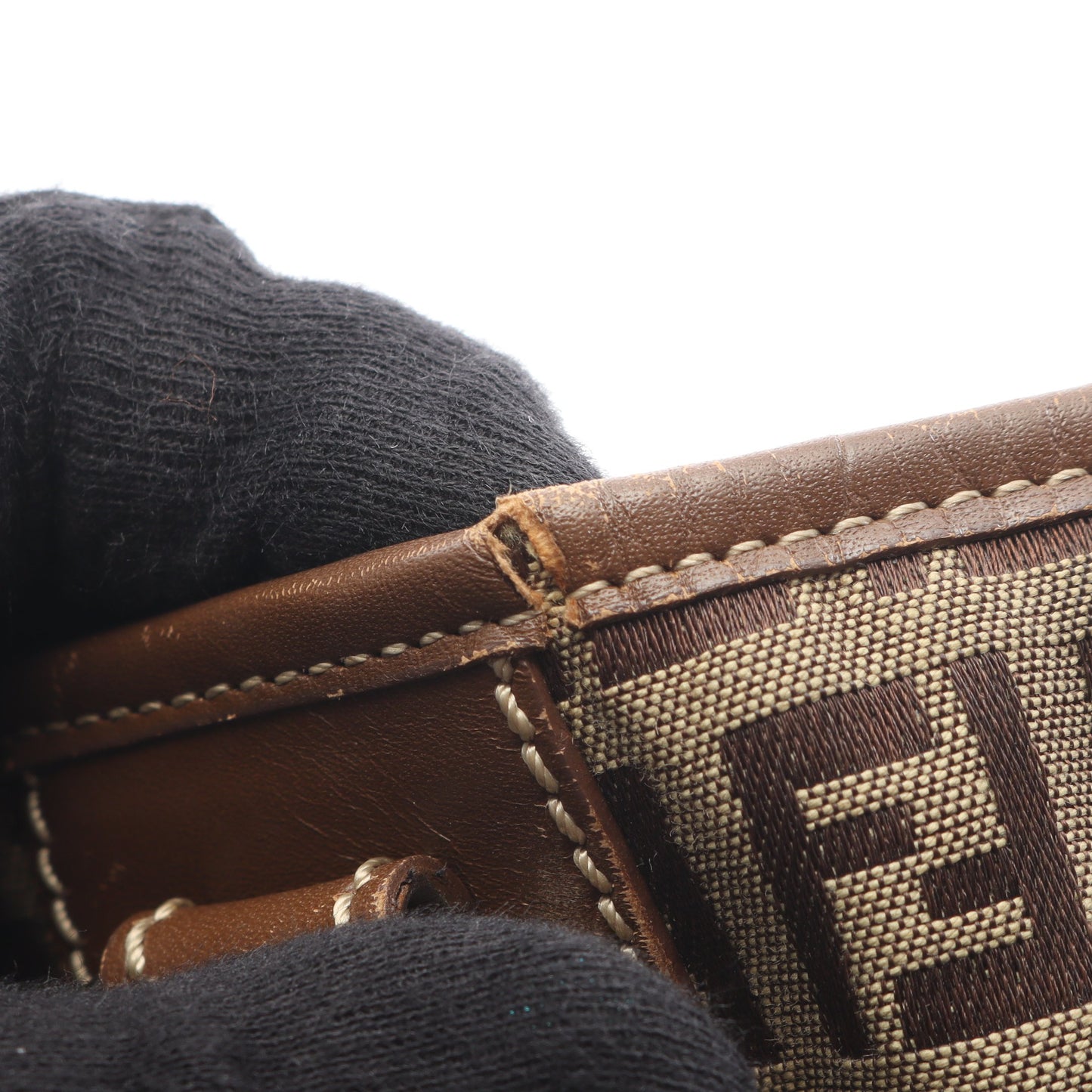 ズッキーノ ハンドバッグ トートバッグ キャンバス レザー ベージュ ブラウン フェンディ バッグ FENDI