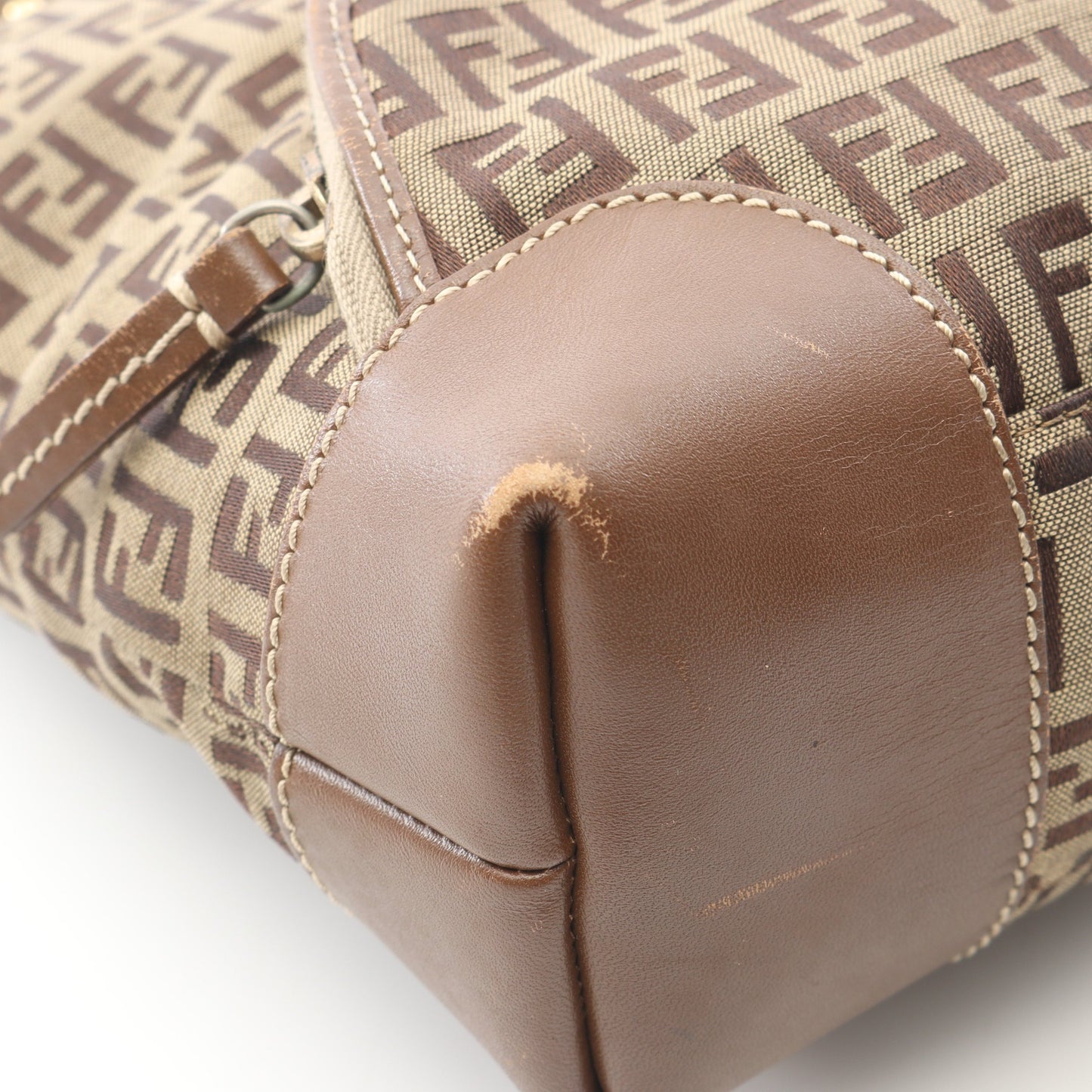 ズッキーノ ハンドバッグ トートバッグ キャンバス レザー ベージュ ブラウン フェンディ バッグ FENDI