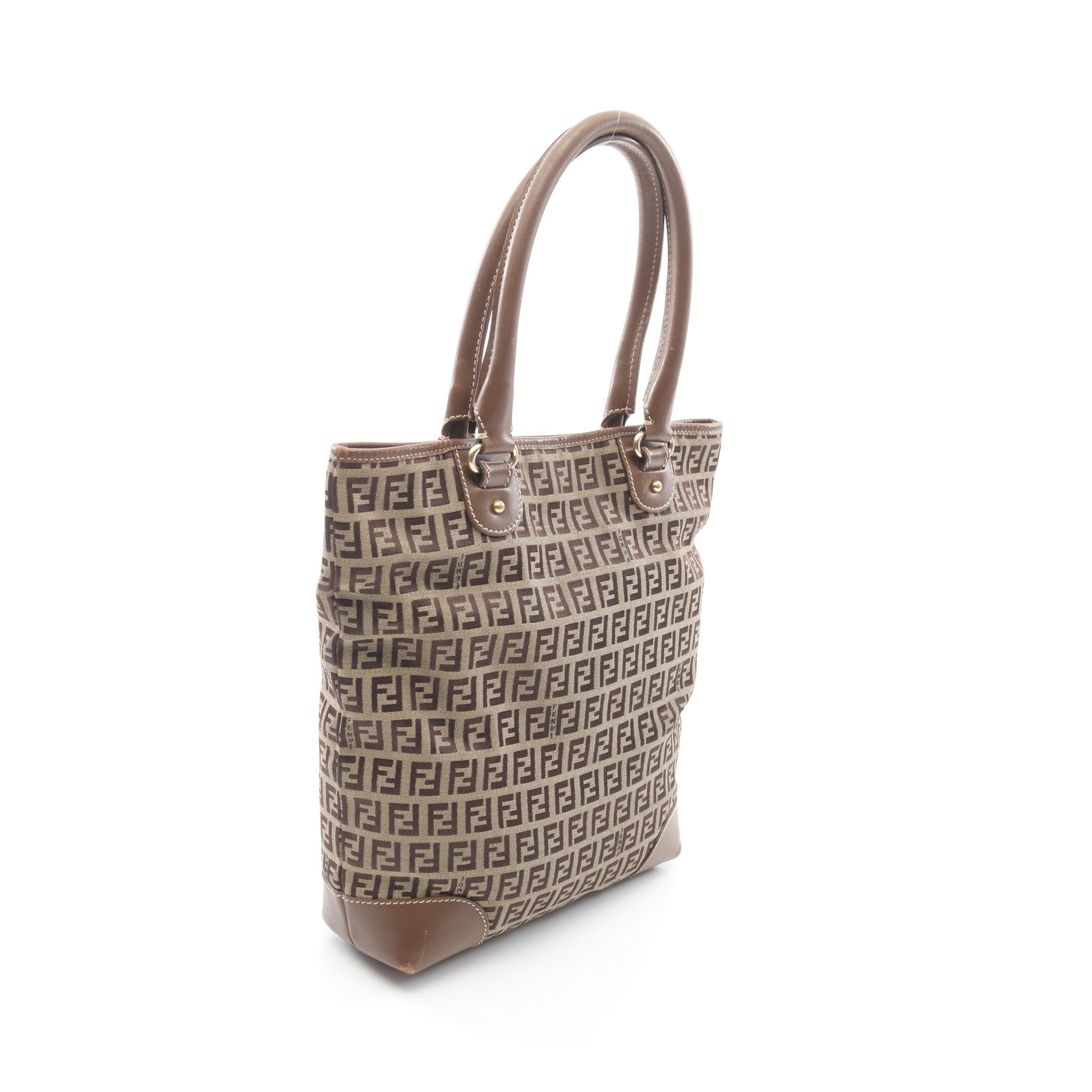 ズッキーノ ハンドバッグ トートバッグ キャンバス レザー ベージュ ブラウン フェンディ バッグ FENDI