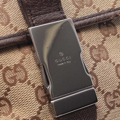 GGキャンバス ボディバッグ ウエストバッグ キャンバス レザー ベージュ ダークブラウン グッチ バッグ GUCCI