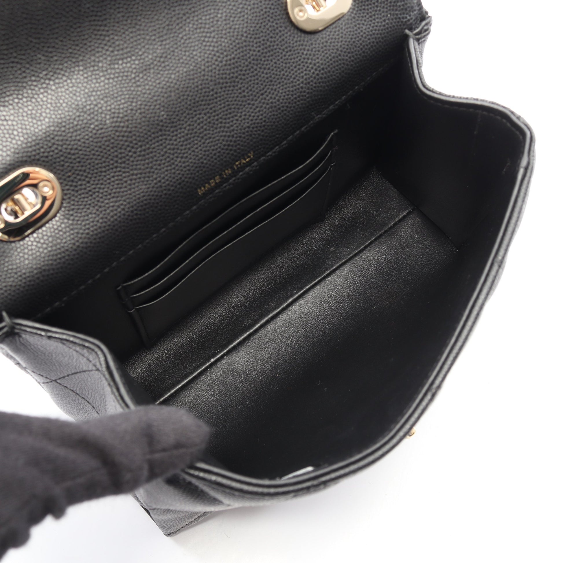 トップハンドル マトラッセ 2WAY チェーンショルダーバッグ キャビアスキン ブラック ゴールド金具 シャネル バッグ CHANEL