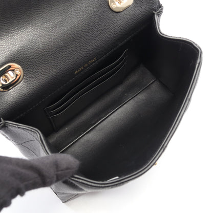 トップハンドル マトラッセ 2WAY チェーンショルダーバッグ キャビアスキン ブラック ゴールド金具 シャネル バッグ CHANEL