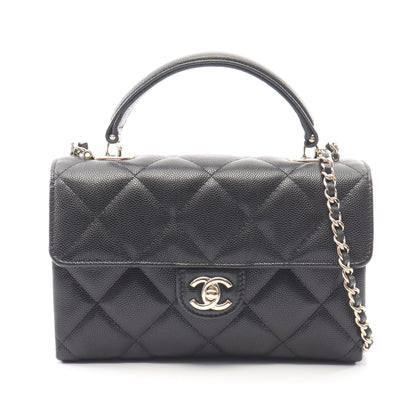 トップハンドル マトラッセ 2WAY チェーンショルダーバッグ キャビアスキン ブラック ゴールド金具 シャネル バッグ CHANEL