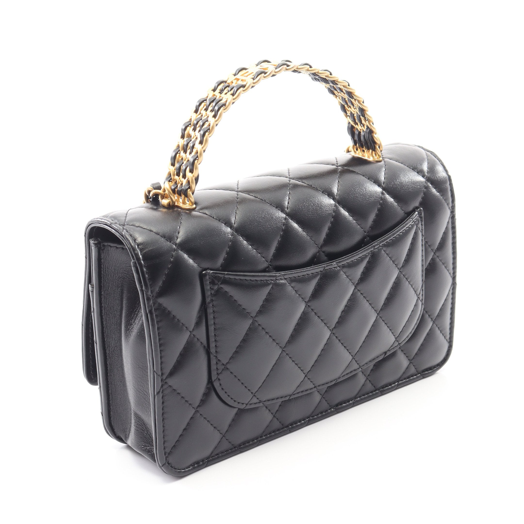 シャネル CHANEL  チェーンウォレット ラムスキン ブラック/ゴールド金具 マトラッセ 2WAY チェーンウォレット ラムスキン ブラック ゴールド