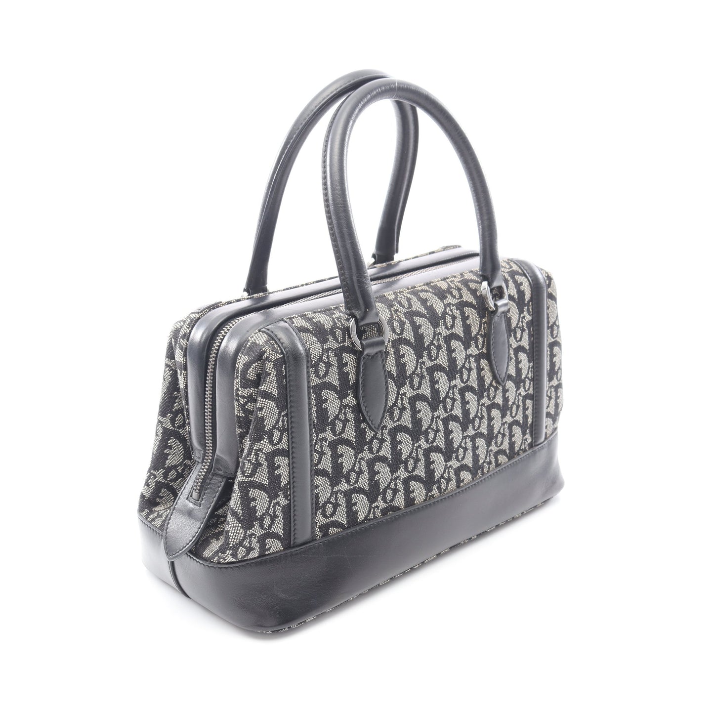 トロッター ハンドバッグ キャンバス レザー ベージュ ブラック クリスチャンディオール バッグ Christian Dior