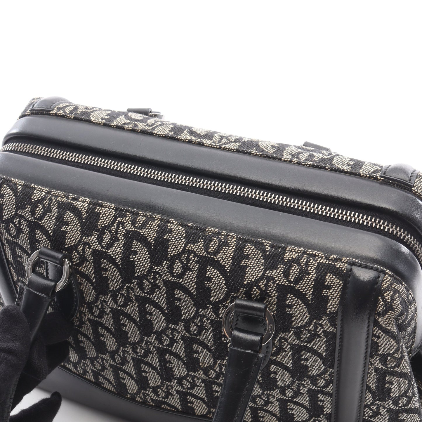 トロッター ハンドバッグ キャンバス レザー ベージュ ブラック クリスチャンディオール バッグ Christian Dior