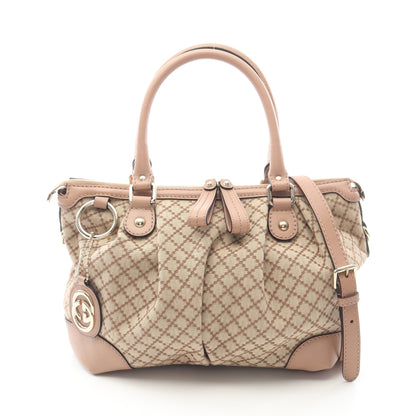 スーキー ディアマンテ 2WAY ハンドバッグ キャンバス レザー ベージュ ダスティピンク グッチ バッグ GUCCI