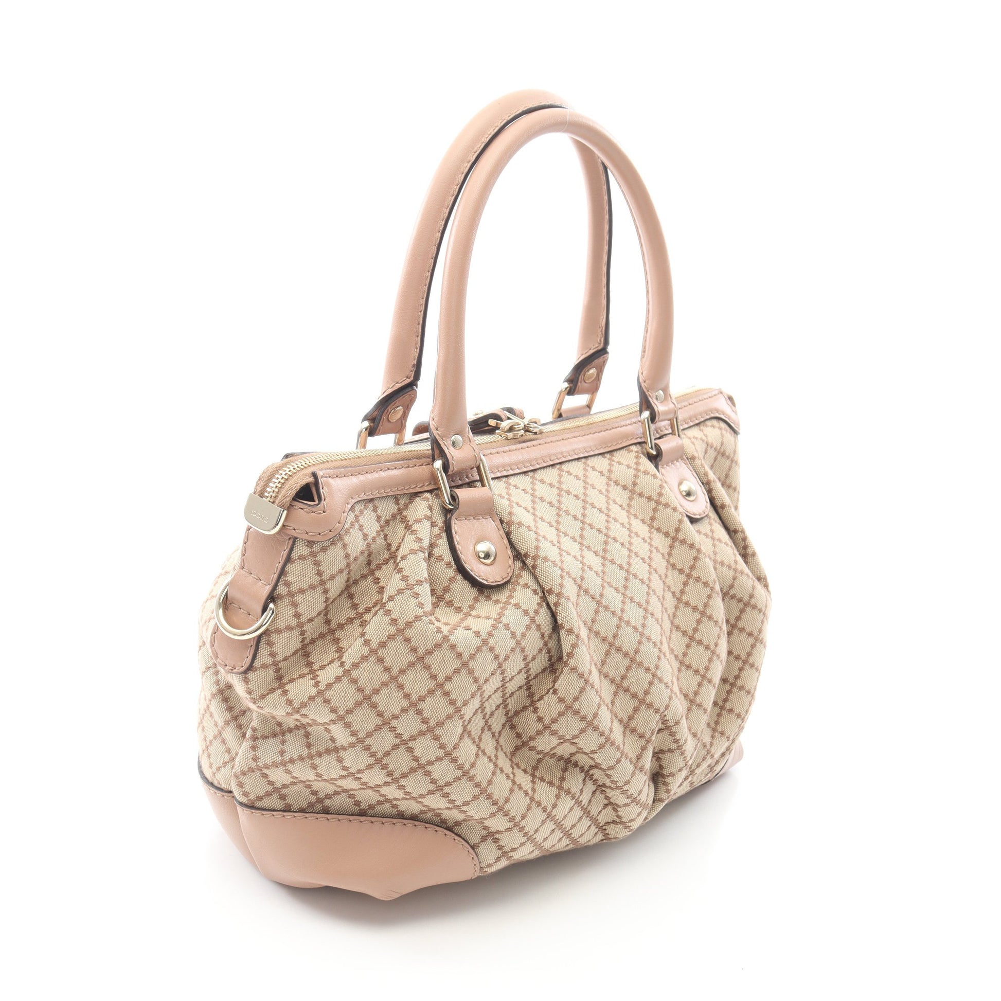 スーキー ディアマンテ 2WAY ハンドバッグ キャンバス レザー ベージュ ダスティピンク グッチ バッグ GUCCI