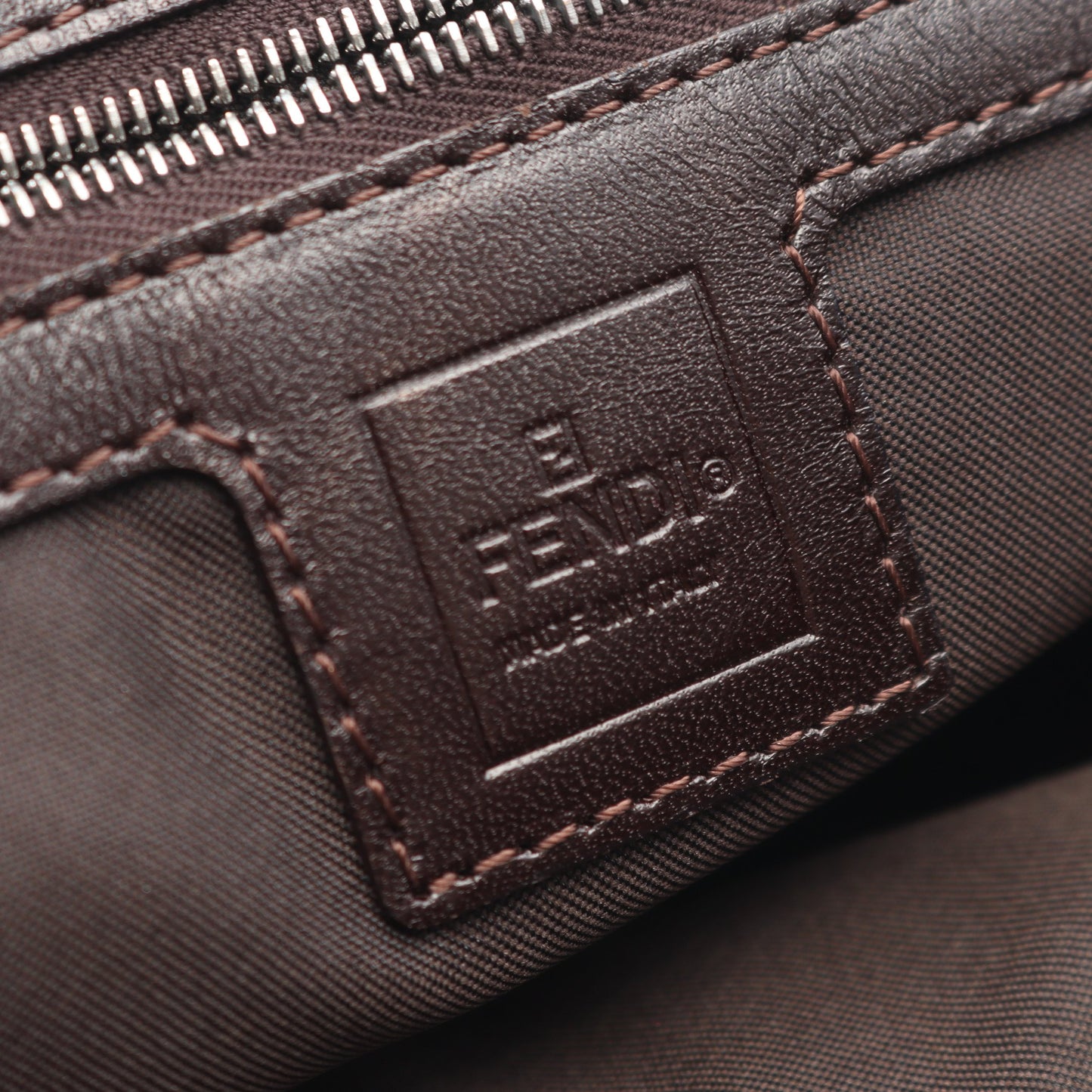 ズッカ ハンドバッグ トートバッグ キャンバス レザー ブラウン ダークブラウン フェンディ バッグ FENDI
