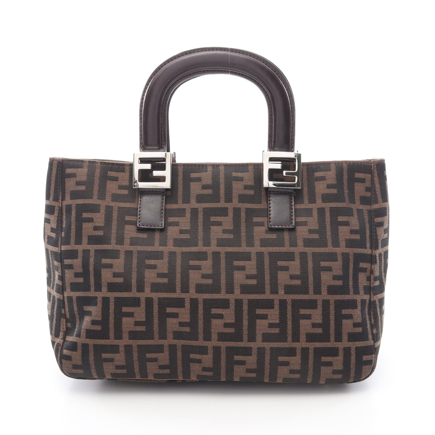 ズッカ ハンドバッグ トートバッグ キャンバス レザー ブラウン ダークブラウン フェンディ バッグ FENDI
