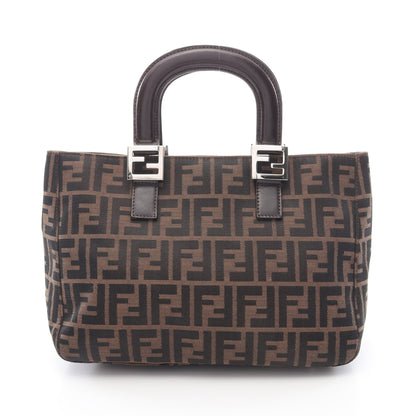 ズッカ ハンドバッグ トートバッグ キャンバス レザー ブラウン ダークブラウン フェンディ バッグ FENDI