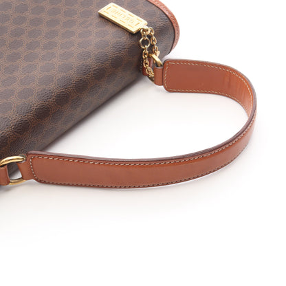 マカダム チャーム付き ハンドバッグ PVC レザー ダークブラウン ブラウン セリーヌ バッグ CELINE