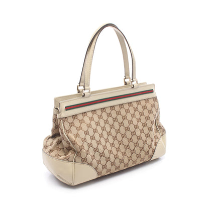 メイフェア GGキャンバス シェリーライン ハンドバッグ トートバッグ キャンバス レザー ベージュ アイボリー グッチ バッグ GUCCI