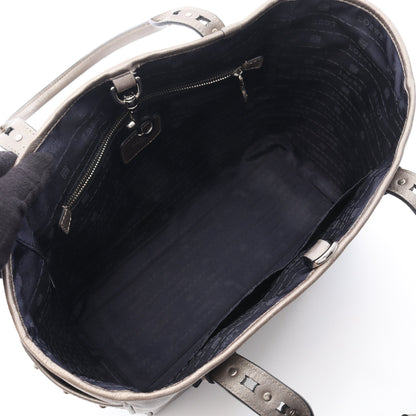 HERITAGE ヘリテージ メタリック ハンドバッグ トートバッグ レザー グレー ロエベ バッグ LOEWE