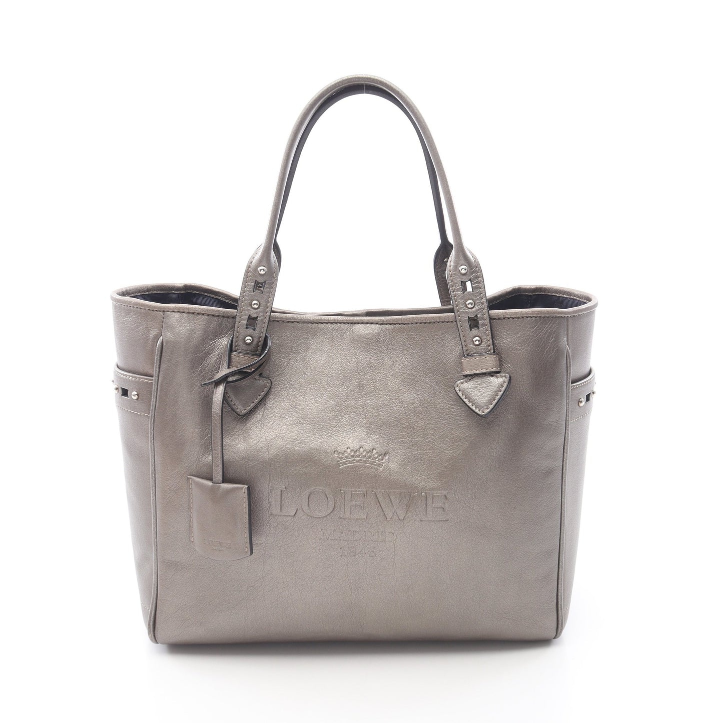 HERITAGE ヘリテージ メタリック ハンドバッグ トートバッグ レザー グレー ロエベ バッグ LOEWE