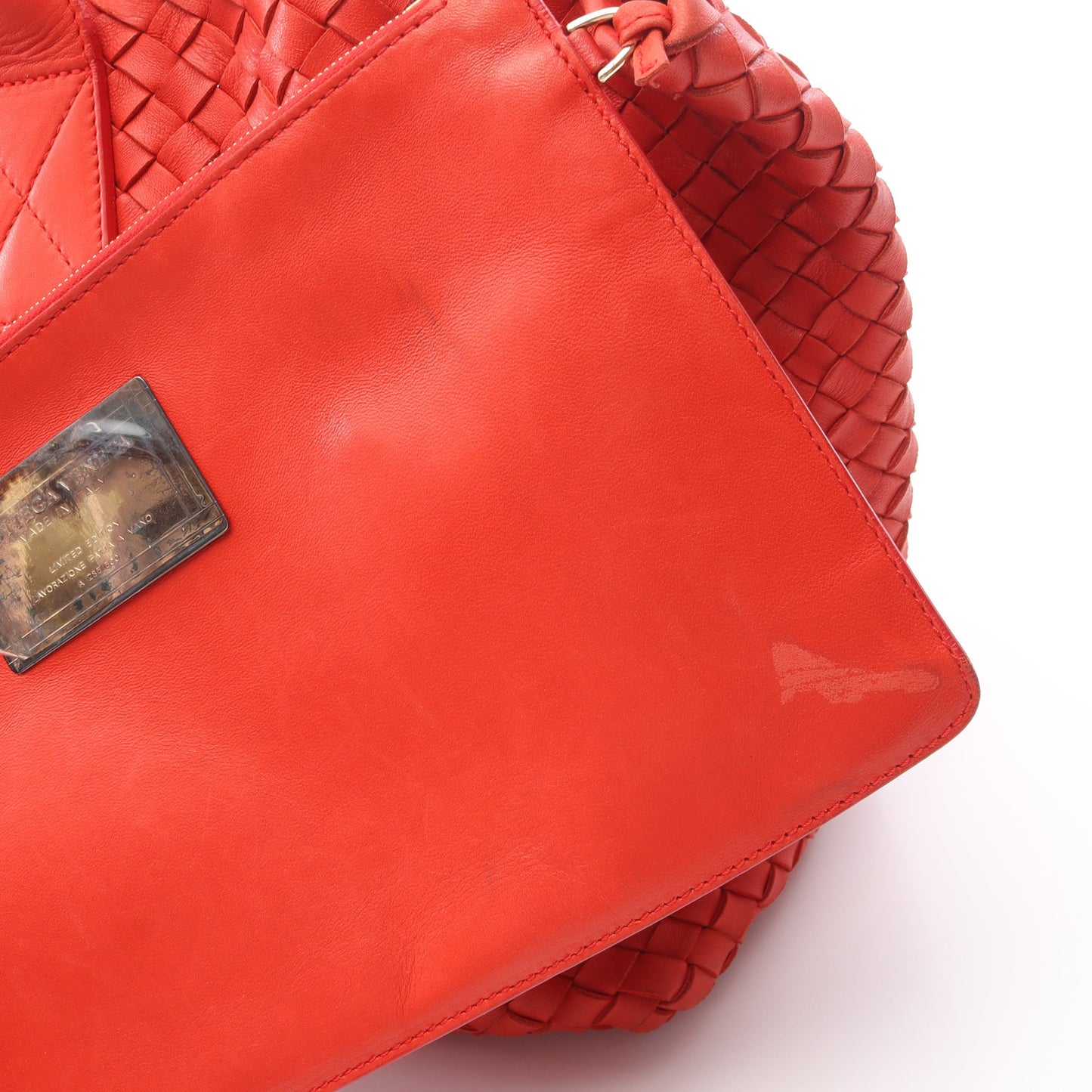 カバMM イントレチャート ハンドバッグ トートバッグ レザー レッド ボッテガヴェネタ バッグ BOTTEGA VENETA