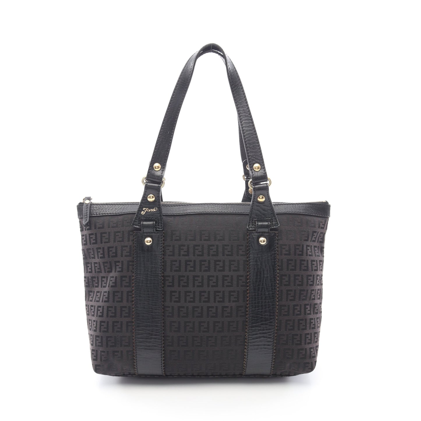 ズッキーノ ショルダーバッグ トートバッグ キャンバス レザー ダークブラウン ブラック フェンディ バッグ FENDI
