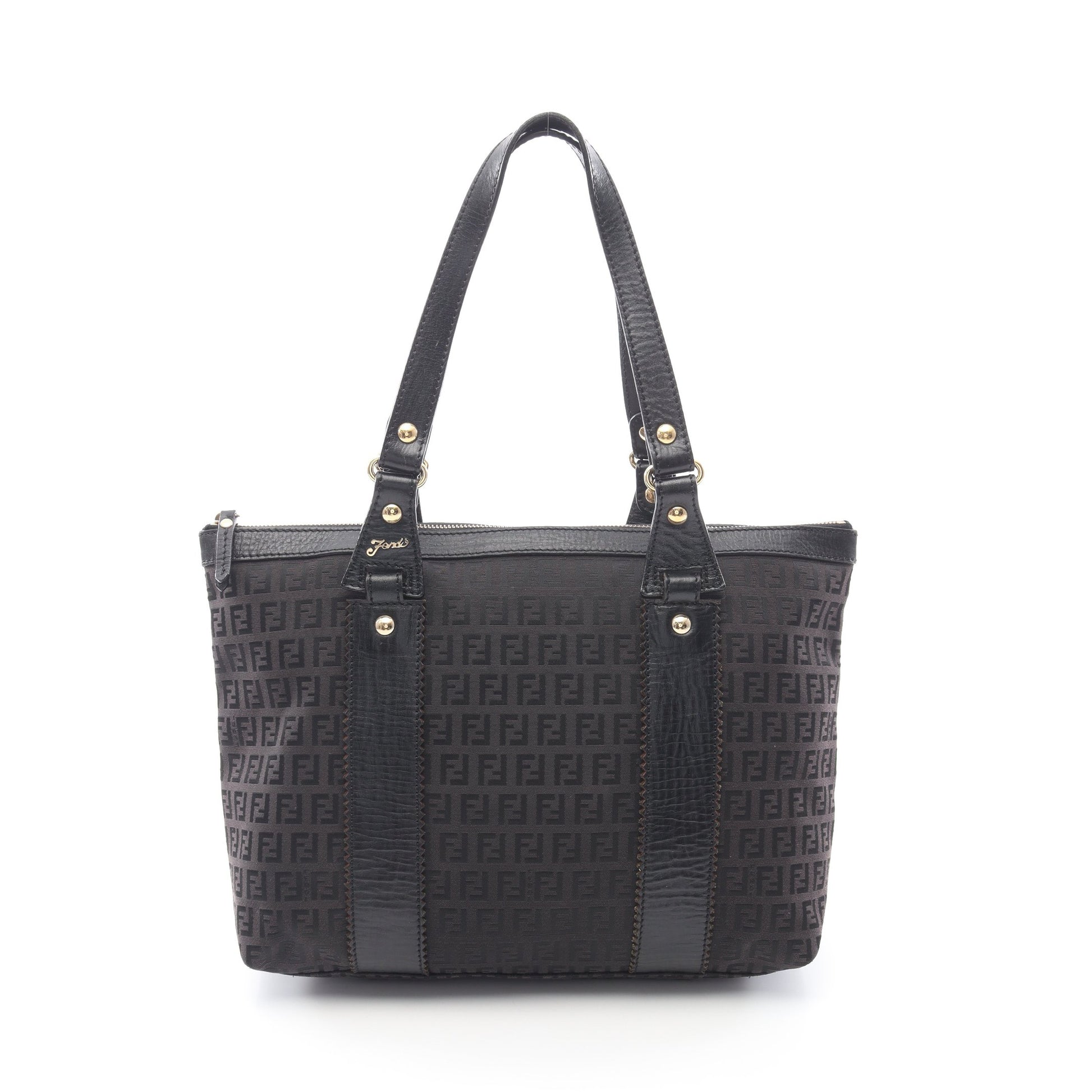 ズッキーノ ショルダーバッグ トートバッグ キャンバス レザー ダークブラウン ブラック フェンディ バッグ FENDI