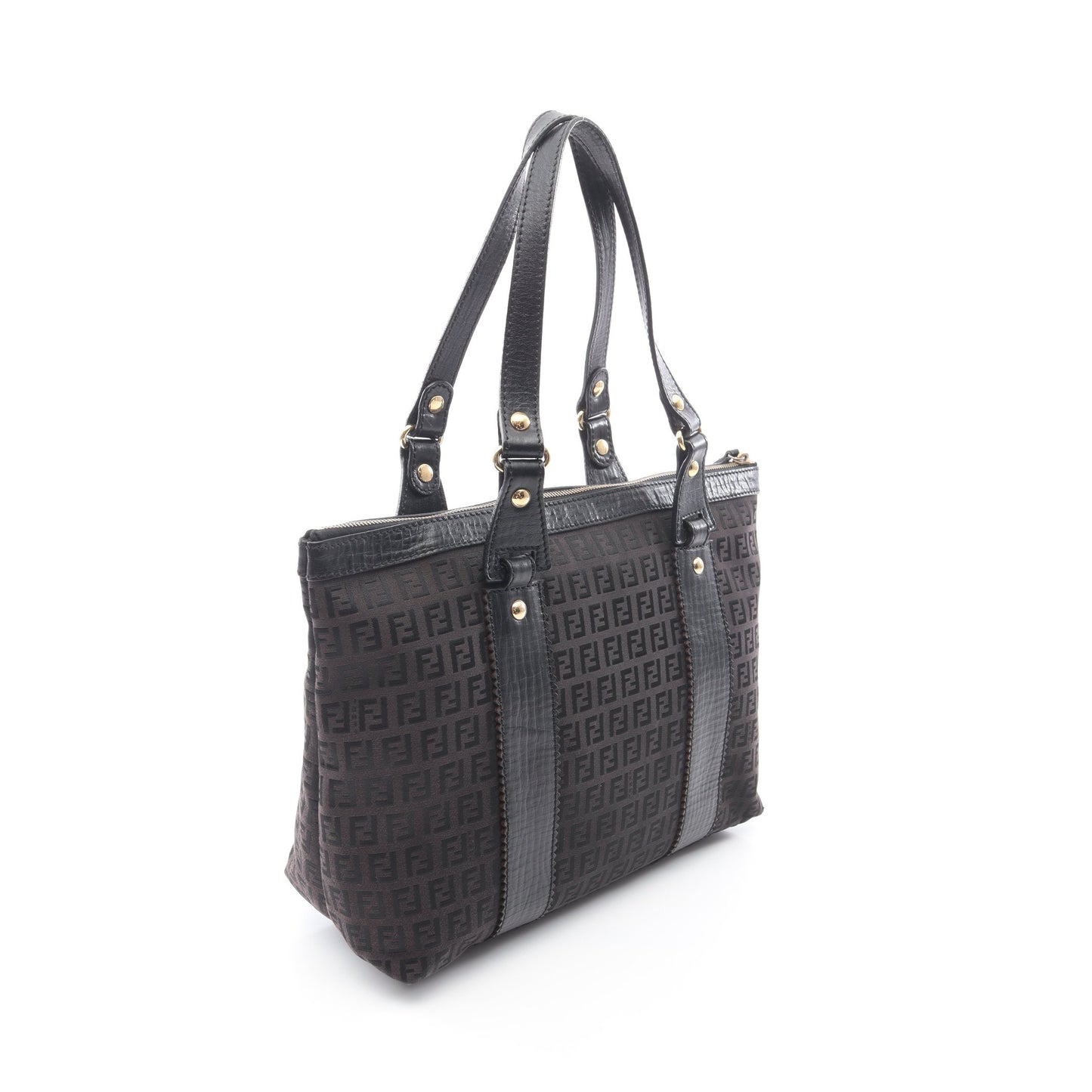 ズッキーノ ショルダーバッグ トートバッグ キャンバス レザー ダークブラウン ブラック フェンディ バッグ FENDI