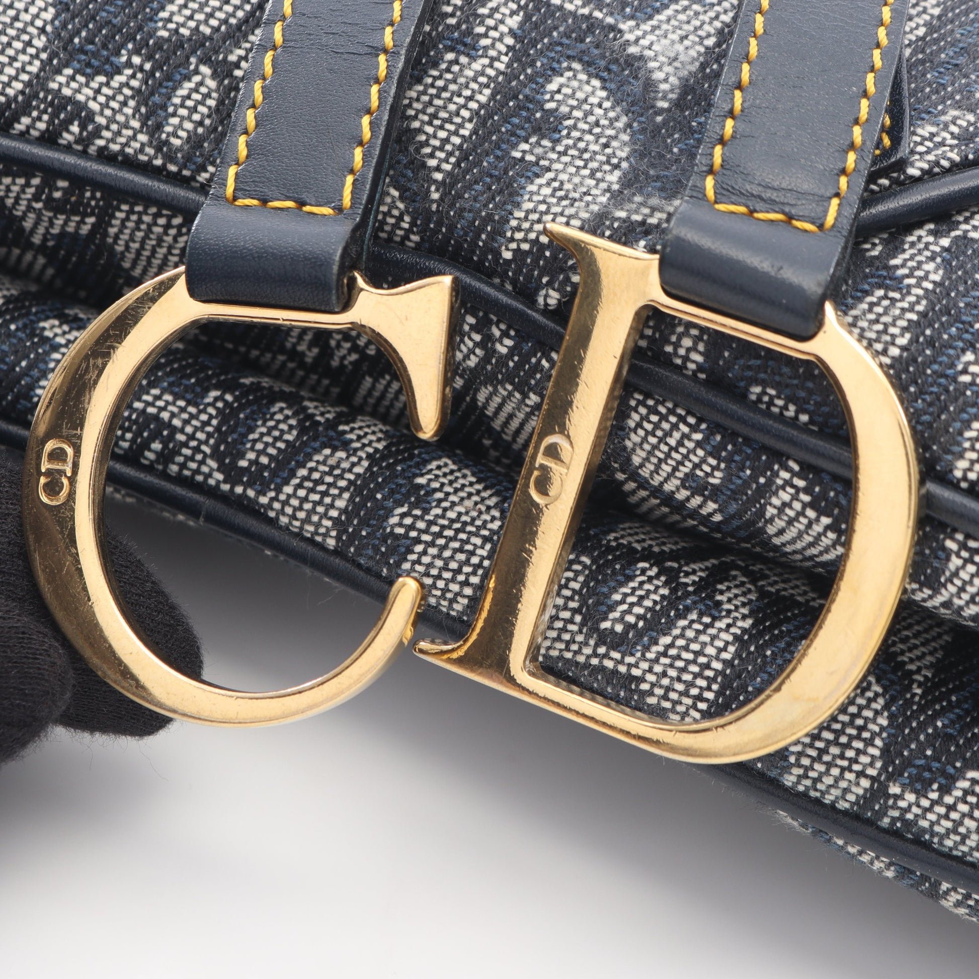 ダブルサドルバッグ トロッター ハンドバッグ キャンバス レザー アイボリー ネイビー クリスチャンディオール バッグ Christian Dior