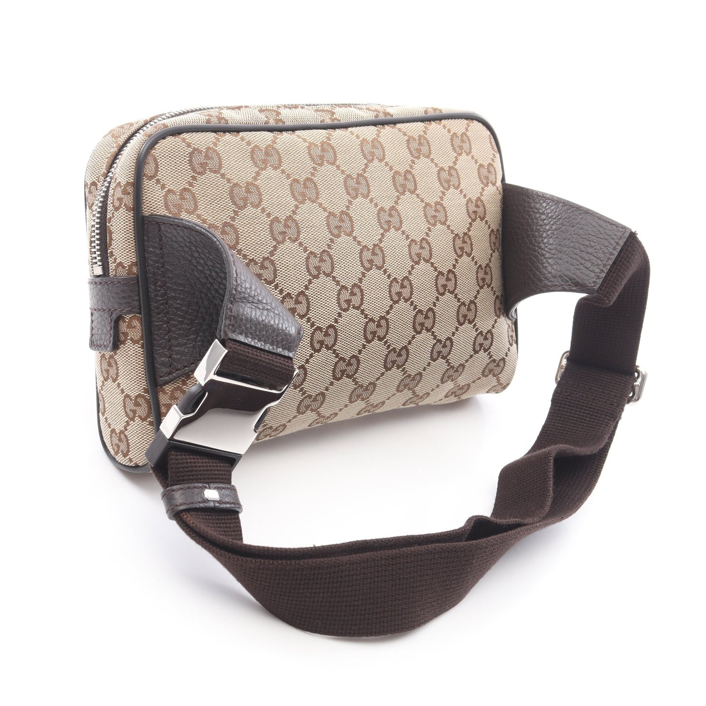 GGキャンバス ボディバッグ ウエストバッグ キャンバス ベージュ ダークブラウン グッチ バッグ GUCCI