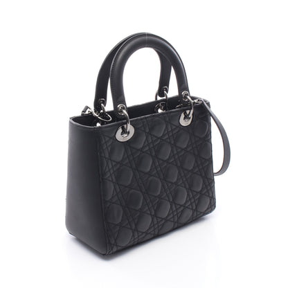 LADY DIOR レディディオール アンセルムライル カナージュ 2WAY ハンドバッグ レザー ブラック クリスチャンディオール バッグ Christian Dior
