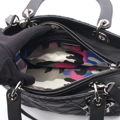 LADY DIOR レディディオール アンセルムライル カナージュ 2WAY ハンドバッグ レザー ブラック クリスチャンディオール バッグ Christian Dior