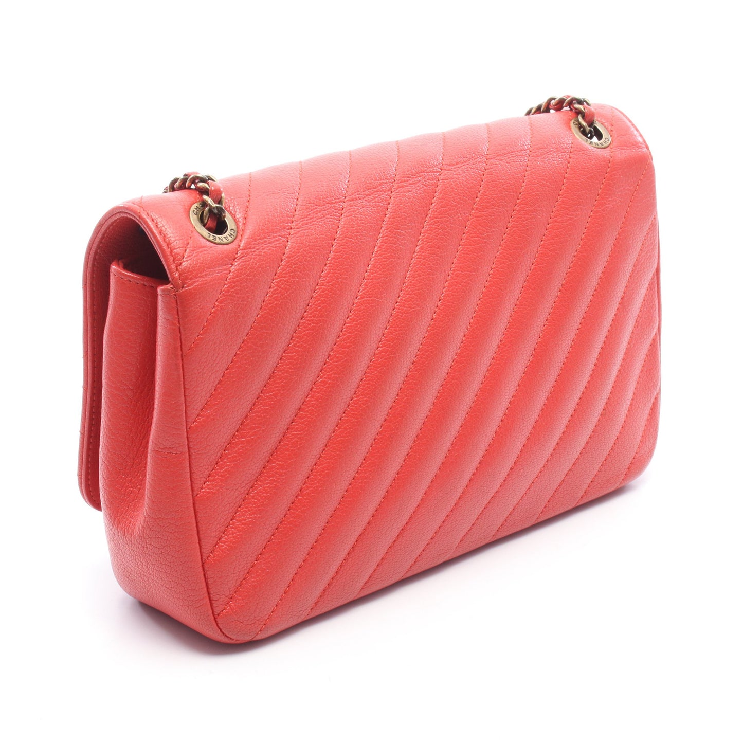 マドモアゼル チェーンショルダーバッグ レザー レッド ゴールド金具 シャネル バッグ CHANEL