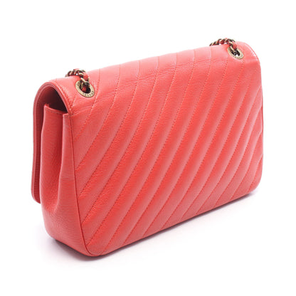 マドモアゼル チェーンショルダーバッグ レザー レッド ゴールド金具 シャネル バッグ CHANEL