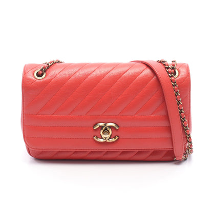 マドモアゼル チェーンショルダーバッグ レザー レッド ゴールド金具 シャネル バッグ CHANEL