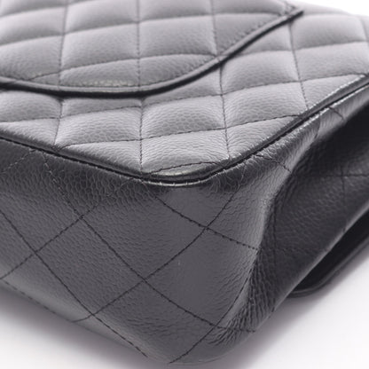 マトラッセ Wフラップ Wチェーンショルダーバッグ キャビアスキン ブラック シルバー金具 シャネル バッグ CHANEL